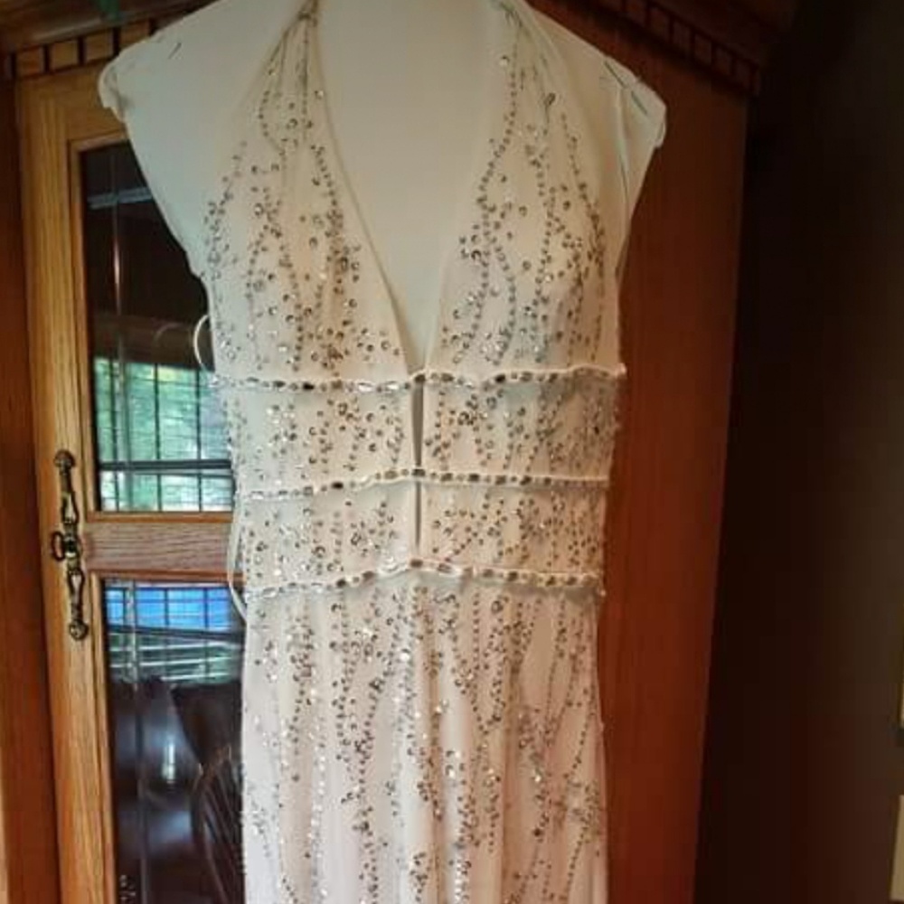 White Sequenced Prom Dress